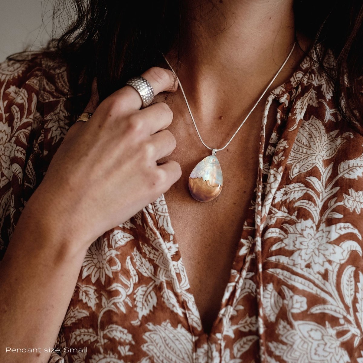 Rainbow Sky pendant teardrop - Handmade jewelry made from