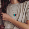 Aurora Borealis | opal pendant [heart] - Wood all Good