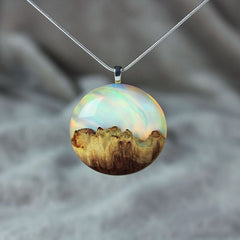 Resin Wood Crushed Synthetic Opal Teardrop Starry Sky, order Dragon Egg, Space Oddity Burl Pendant Necklace