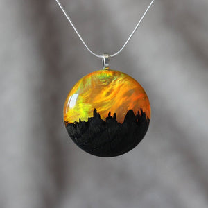 Yellow Flame | opal pendant [round] - Wood all Good